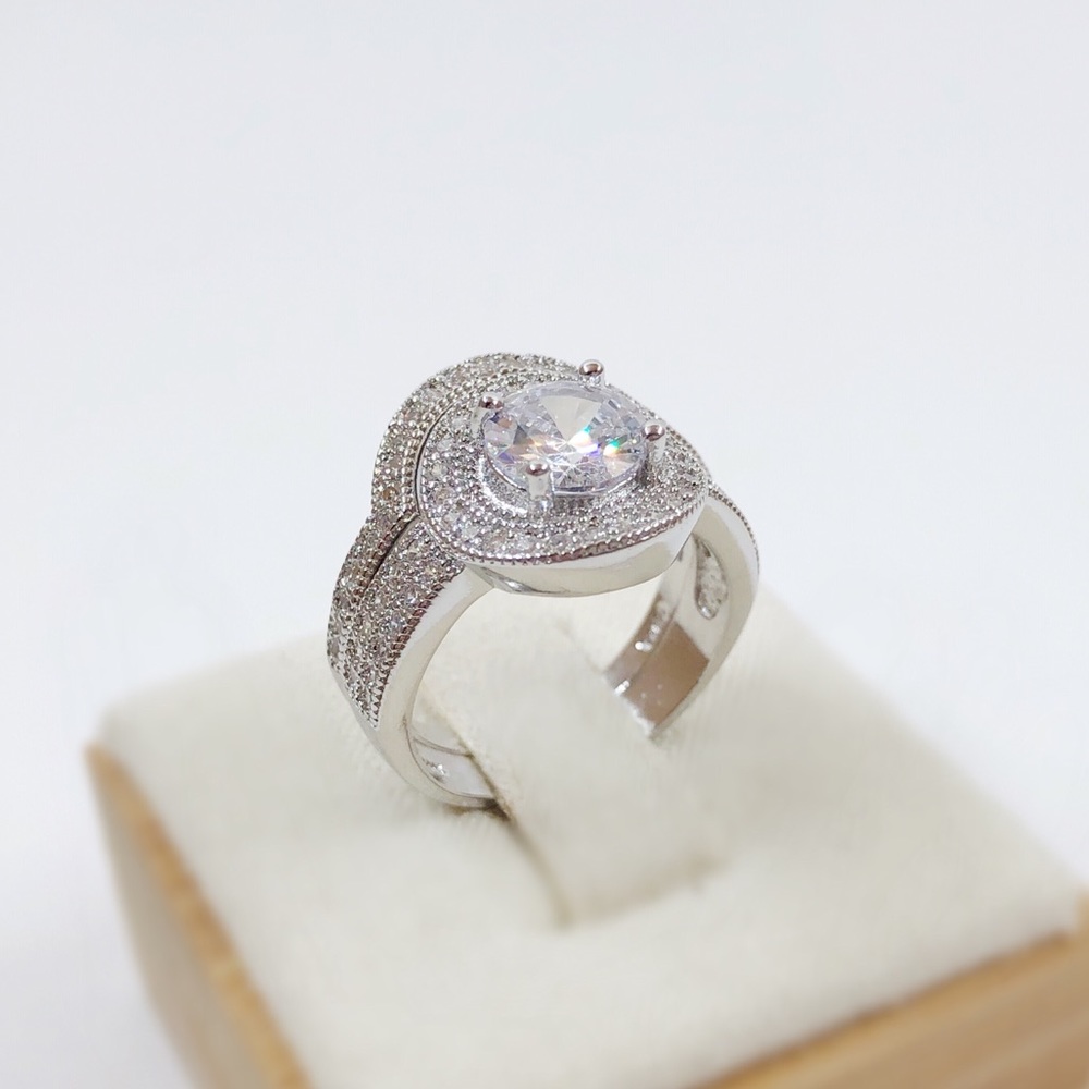 S925 Sterling Sliver Wedding Ring Set - Picture 2 of 9